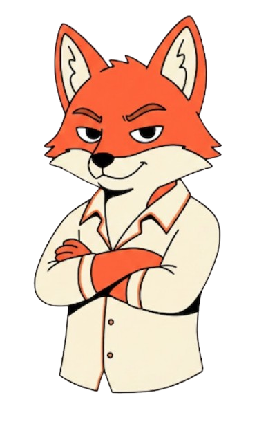 Le renard Tacotac, bras croisés